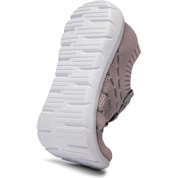 Women Grey-Pink Running Breathable Knitting flexible Mesh Sports Shoes Sneakers - Picture 3 of 6